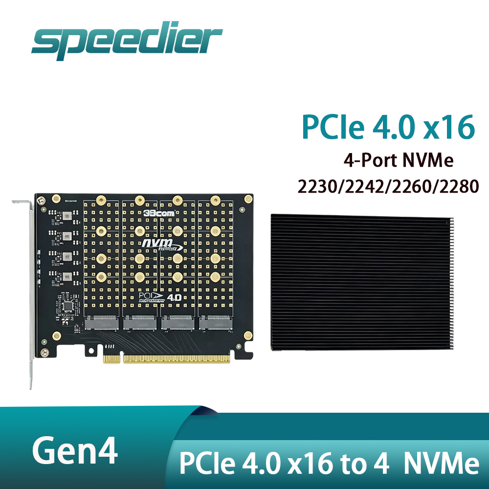 Quad M.2 Nvme Pcie Bifurcation Card - PCIe 4.0 X16 To 4 NVMe
