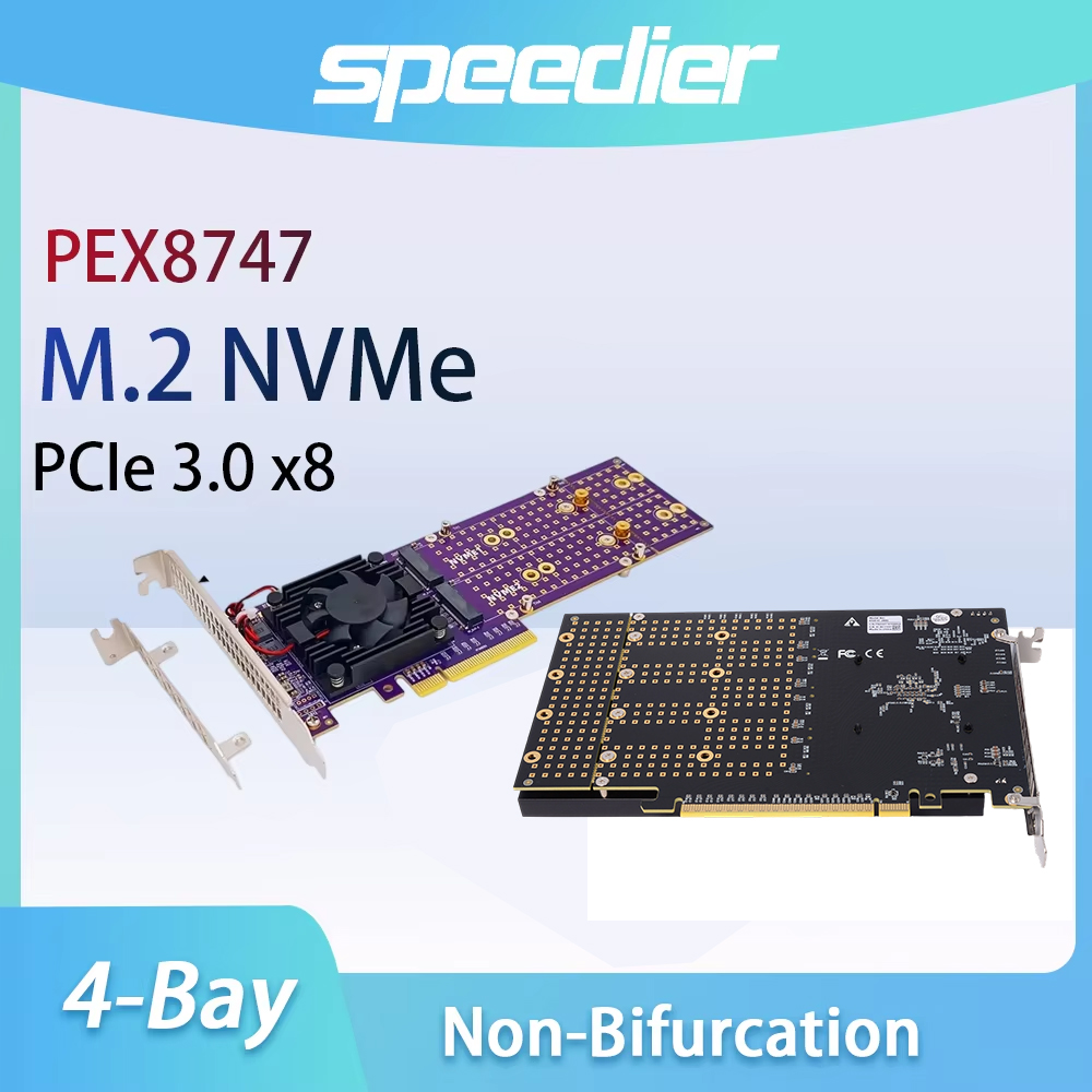 PCIe 3.0 X8 4‑Bay M.2 NVMe Exp - Quad M.2 Nvme Pcie Bifurcation Card review and price